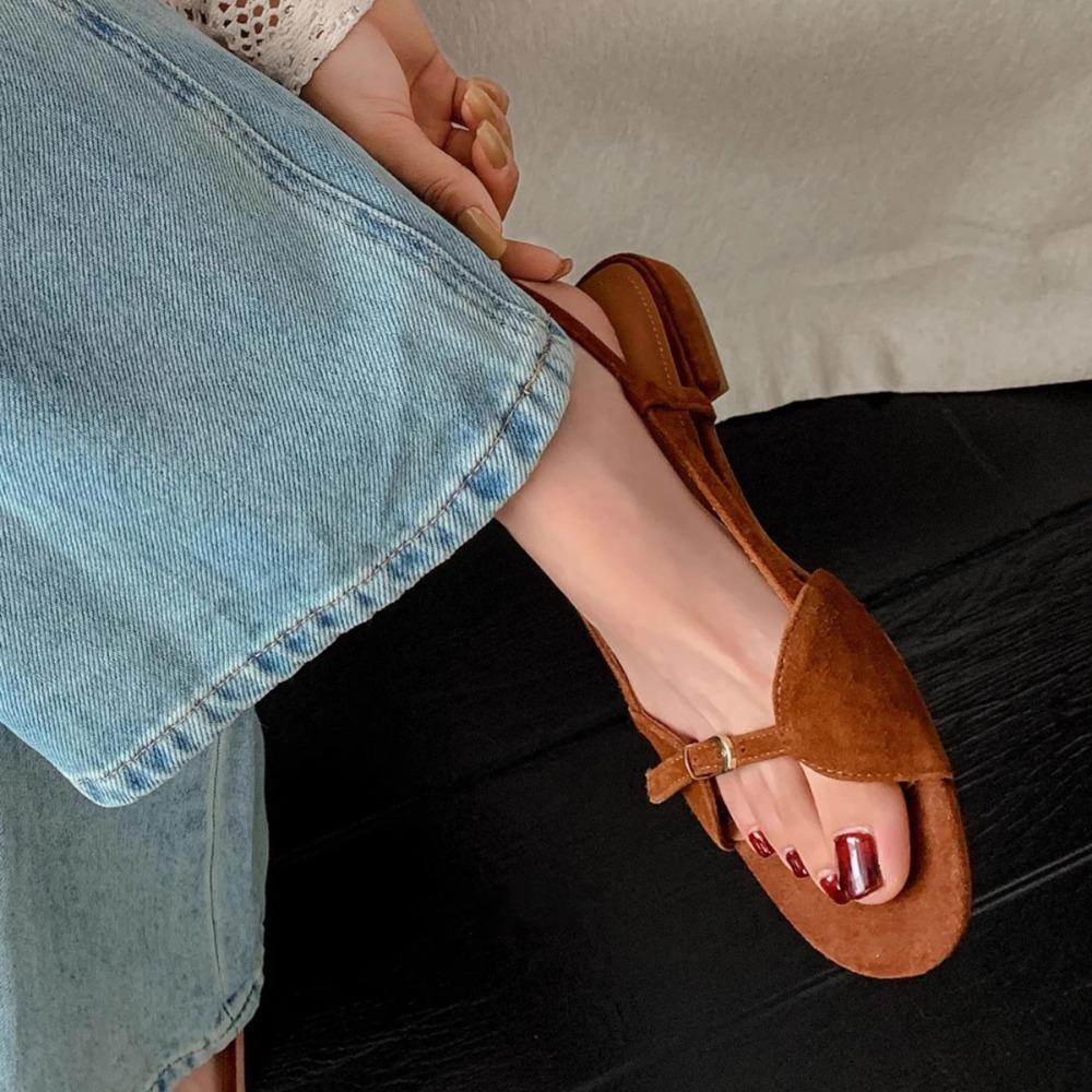 Fashion Sandals for Women 2025 Summer Retro One-piece Flat Sandals Women's Open Toed Vacation Casual Style Roman Sandal Womens Shoes