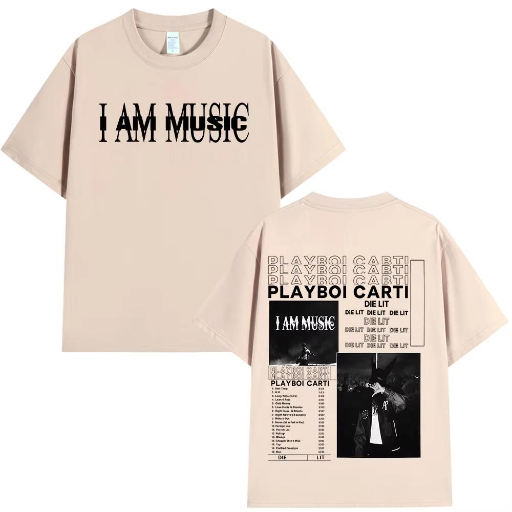 Rapper Playboi Carti I AM MUSIC graphics 100Cotton music Tshirt Men 2026 New Summer Hip hop unisex Short sleeve shirt fan gifts