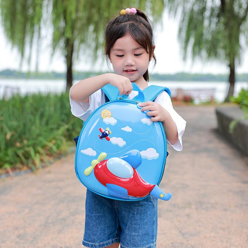 Adorable Children's Backpack For Boys And Girls Lightweight Pvc Airplane Design Perfect For Preschool And Kindergarten