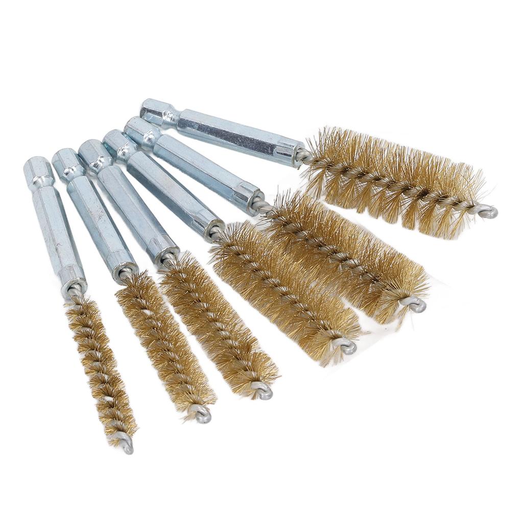 6PCS Bore Brush 4in Rust Proof Twisted Wire Cleaning Brush with 1/4in Hex Shank for Electric Drill Impact Driver