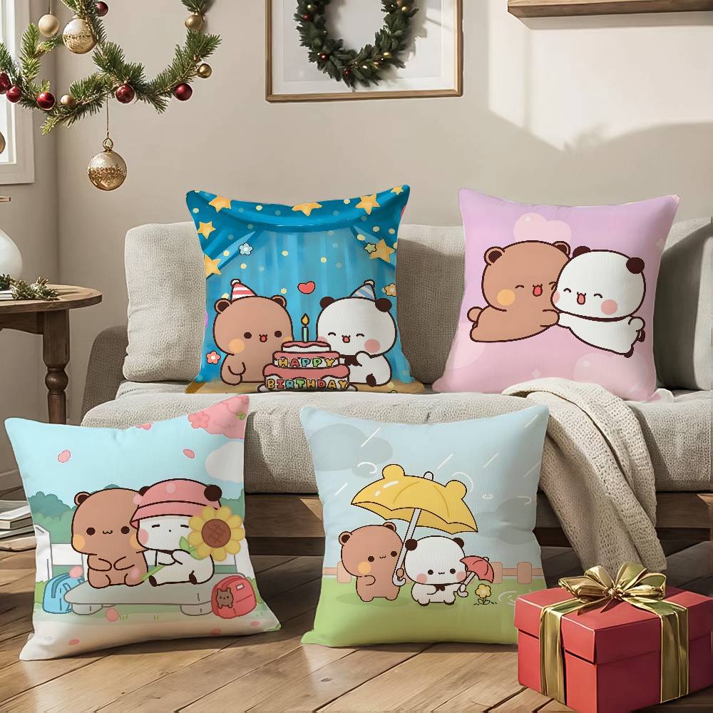 Cute Cartoon Characters Bubu & Dudu Pillow Case Comfort Sofa Bed Silky Elegant Invisible Zipper Decorative Cushion Cover