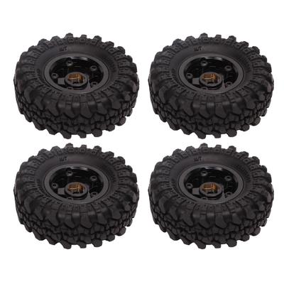 1 Inch RC Tires Brass Wheel Hub Rubber RC Car Tyres for FMS FCX24 118 124 Crawler 4pcs Black Gold