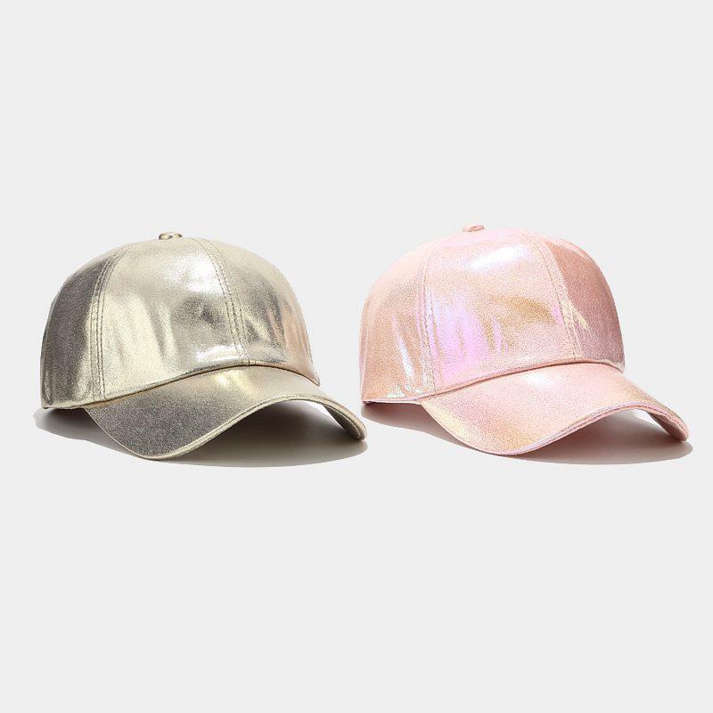 European and American Ins Pleated PU Baseball Cap Men's and Women's Street Trend Colorful Laser Cap Stage Hip Hop Hip Hop Cap