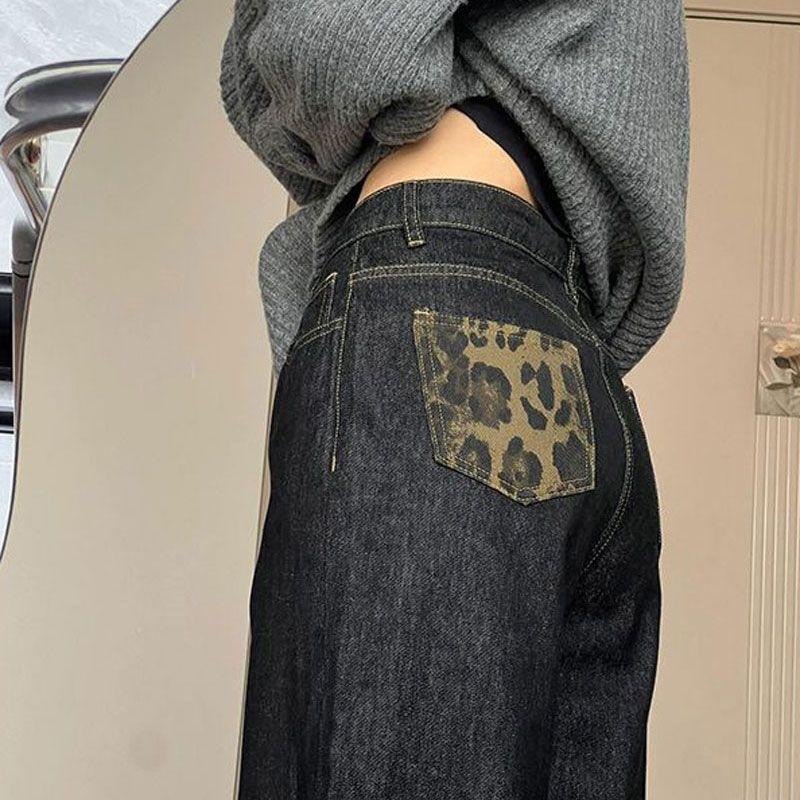 Fashionable Comfortable Black Wide-legged Jeans Women's Thin High-waisted Skinny Loose Drapey Straight Trousers Jeans for Women Long Denim Pants