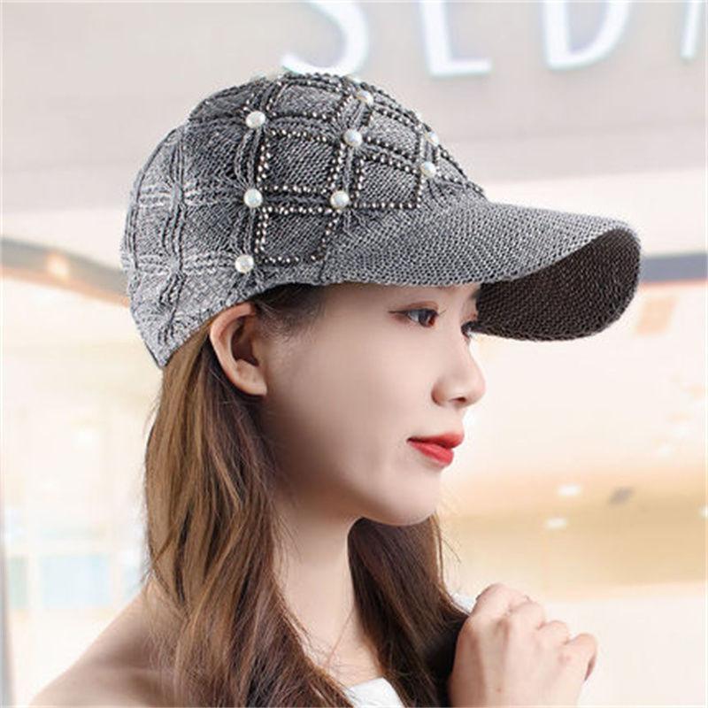 Summer Hat Hand-Pressed Diamond Knitted Hollow Duck Hat Korean Version Of All Fashion Rhinestone Shade Baseball Cap