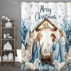 Merry Christmas Nativity Shower Curtain, Bathroom Decorative Shower Curtain, Waterproof Shower Curtain with Hooks