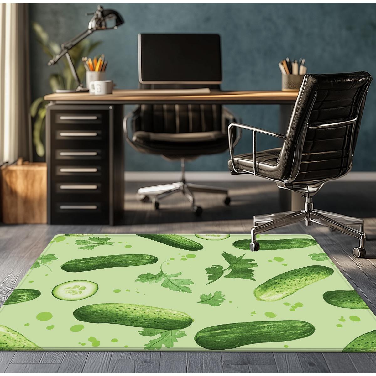 

Cucumber Pattern Crystal Velvet Rug Funny Kitchen Living Room Decor Soft Anti Slip Floor Mat Green Fruit Theme Home Decoration 60x90cm