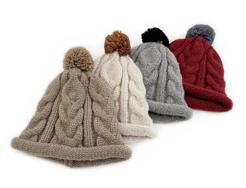 Cat Brother Unisex Korean Style Color Block Pom-Pom Knit Beanie - Warm Wool Hat for Kids, Autumn/Winter