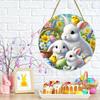20x20cm Easter Door Sign Acrylic Bunny Family Round Ornament for Front Door Hangable Spring Wall Art Decoration Home pendant