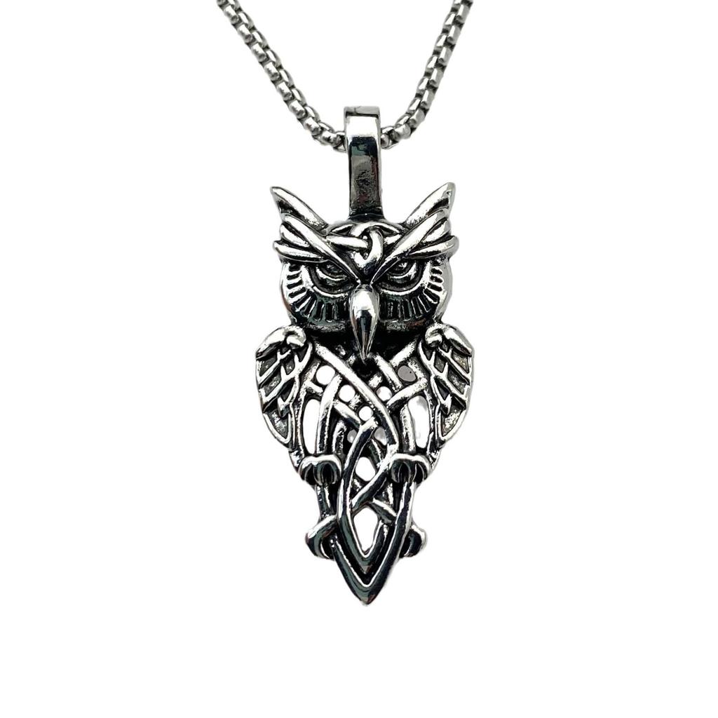 Nerezová ocel Šperky Pro Muže A Ženy Vintage Sova Slitina Přívěsek Titanová Ocel Náhrdelník Svetrový Řetízek
