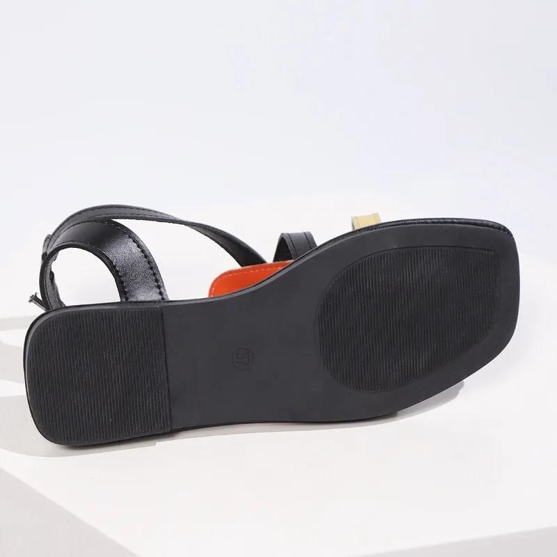 2025 Summer Open Toe Women's Thong Sandals Plus Size Mixed Colors Buckle Strap Flat with Sandals Outdoor Daily Casual Shoes