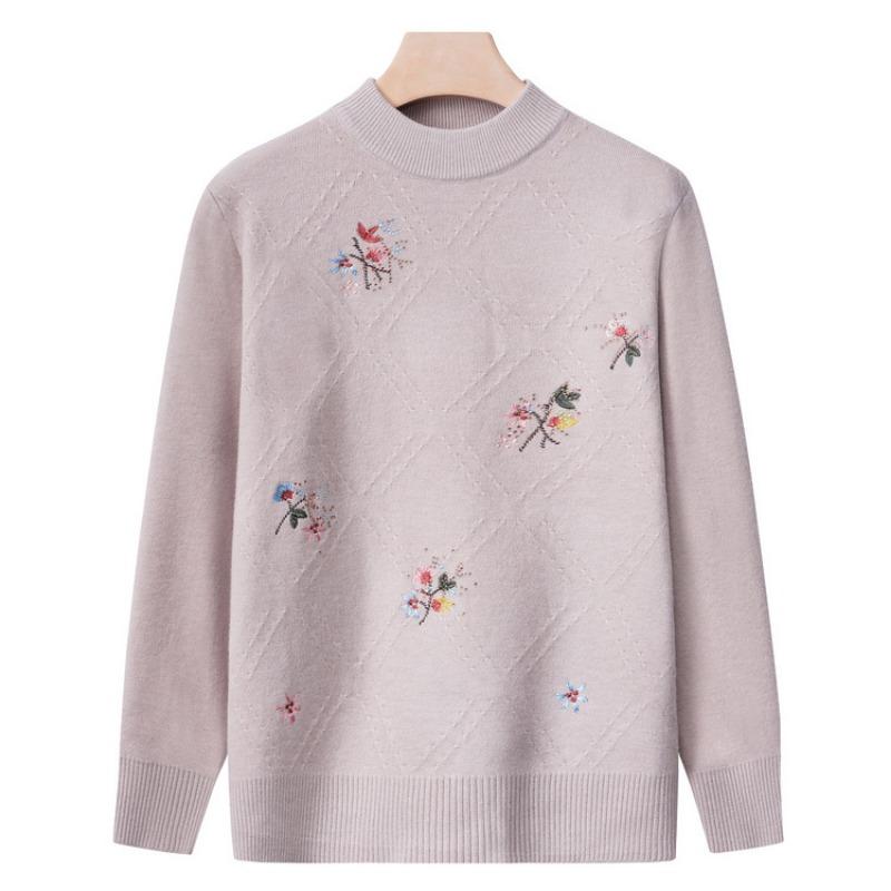 Grandma autumn women's top middle old man winter knitted sweater mother base clothes year 0 old lady sweater