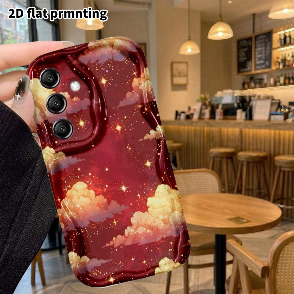 Phone Case: 2D flat, suitable for Samsung Galaxy A34 A35 M05 M06 S20 S22 S21 FE Plus 5G protective cases, golden starry sky clouds, perfect Christmas