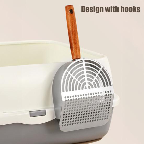 Cat Litter Scoop Stainless Steel Sifting Shovel with Long Handle Pet Waste Scoop Cleaning Tool for Cats Litter Box