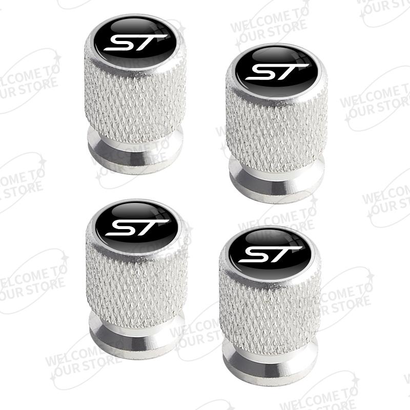 Aluminum For ST Logo Ford Focus Fiesta Mondeo Ecosport Puma Bronco C-MAX Hybrid 4pcs Car Decor Wheel Tire Valve Caps Stem Cover