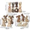 4/5 Piece With Bowknot Easter Wooden Rabbit Ornament DIY Thickened Easter Tray Rabbit Ornament Cute Printed