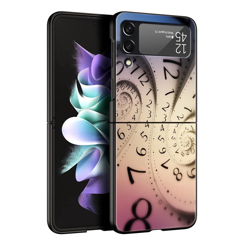 Number Pattern Hard PC Phone Case For Samsung Galaxy Z Flip 7 6 5 4 Black Cover For Galaxy Z Flip 3 Foldable Shell Fundas Capas