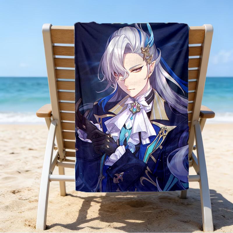 Proof Beach Towel with a Genshin Impact Navelette Pattern - Soft,absorbent,quick-drying,machine Washable - Perfect for Swimming,camping,bathing