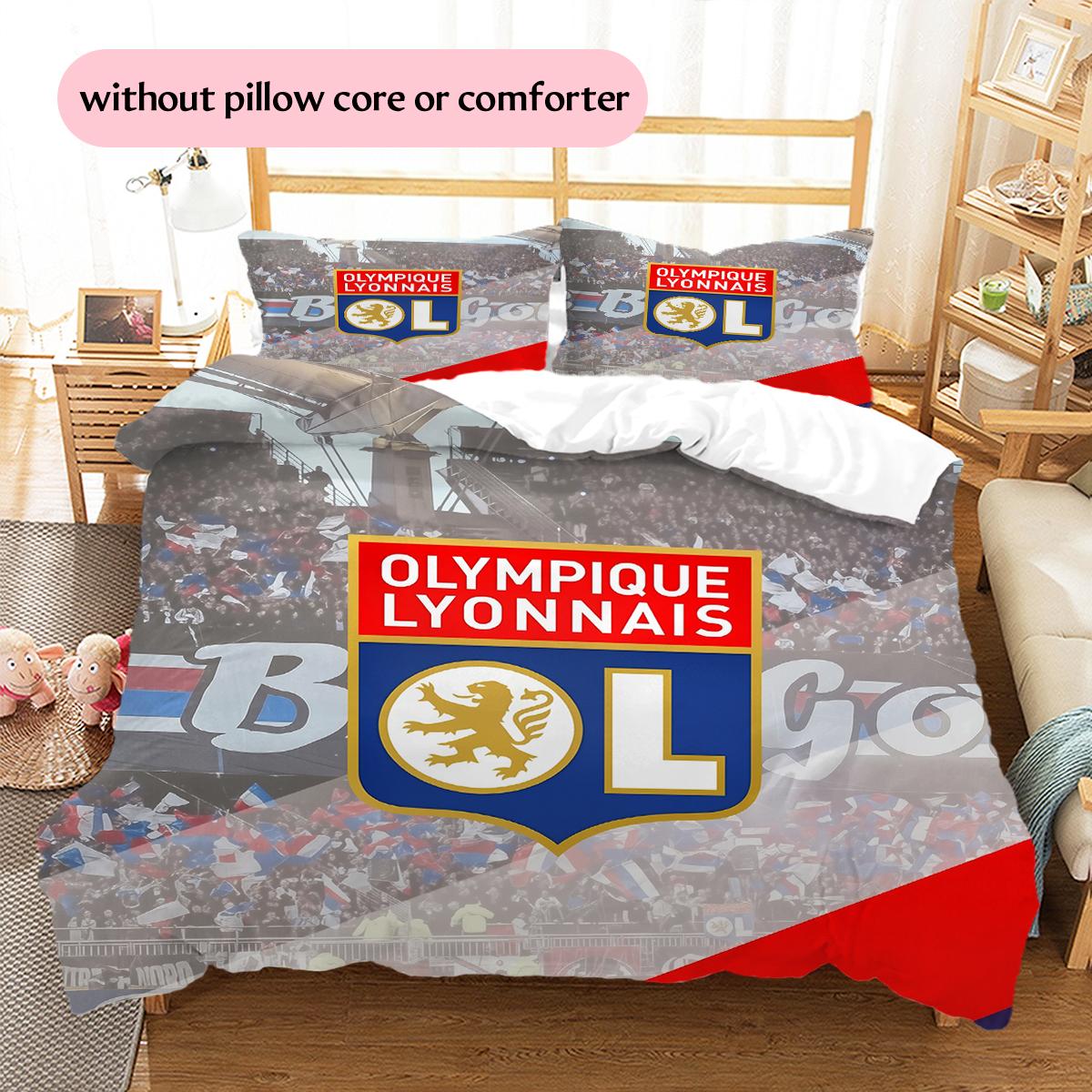 

Olympique Lyonnais Football Team Pattern Bedding Home Decoration Birthday Gift (1 * duvet cover + 2 * pillowcase, without core) 135x200cm
