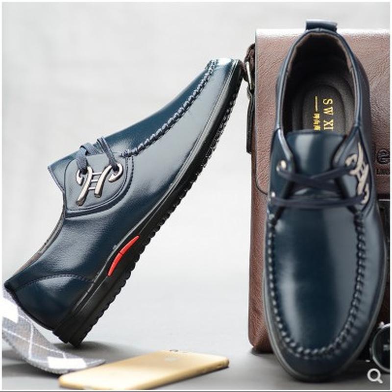 Casual Leather Shoes Men's Business Dress Lace Up Leather Shoes