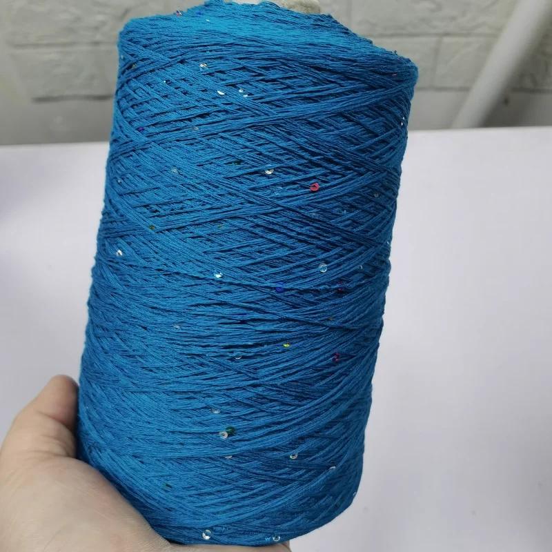Number 6 Coarse Fine Crochet Thread Sequin Silk Linen Lace Thread with Pearl Beads DIY Scarf Sweater Knitting
