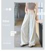 Women's Lazy Style Wide-Leg Floor-Length Pants: Spring/Summer 2026 Collection, Loose Slimming Drape, Casual Straight Fit.