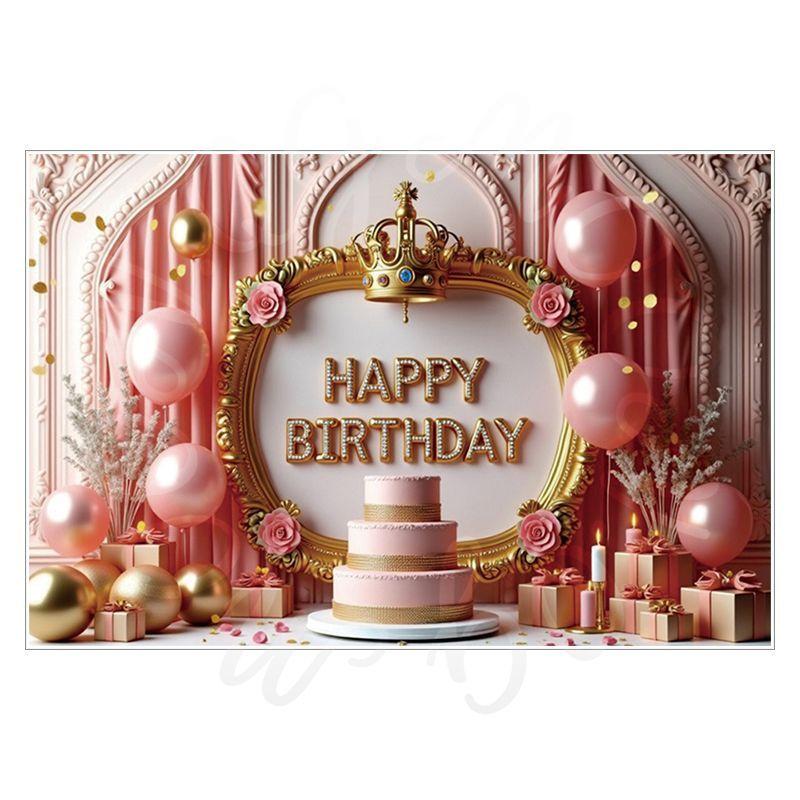Pink Birthday Theme Party Decoration Backdrop Cloth - Party Decoration Scene Background Wall Hanging
