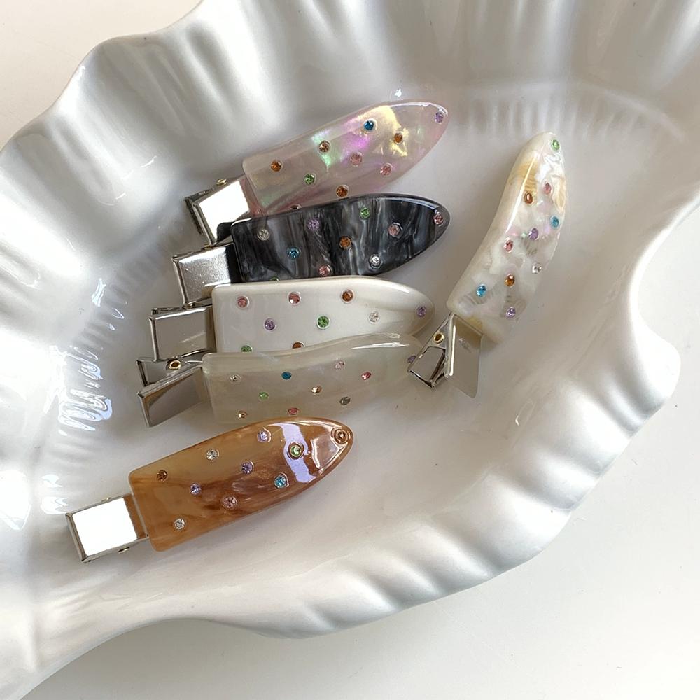 Superior Acetic Acid Colorful Rhinestones Seamless Hair Clip Female Sweet Bangs Clip Delicate Temperament Side Clip