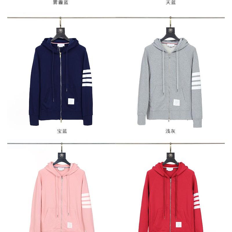 Unisex Cotton Woven Stripe Hooded Zip-Up Sweatshirt With 4-Stripe Detail Regular Fit Casual Daily Wear