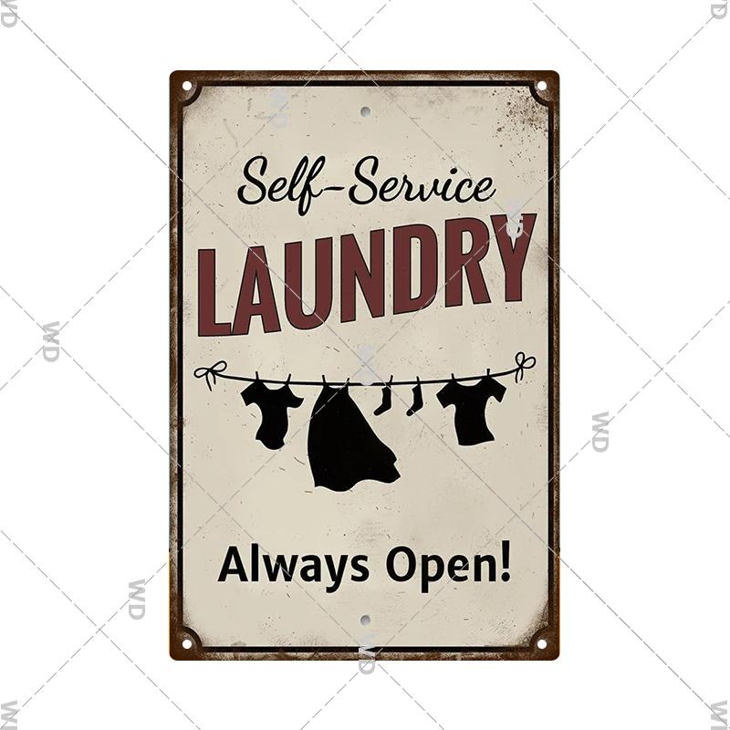 Laundry Vintage Tin Sign Funny Metal Plaque Pin Up Girl Retro Plate Wall Art Painting for Home Room Washroom Posters Decor