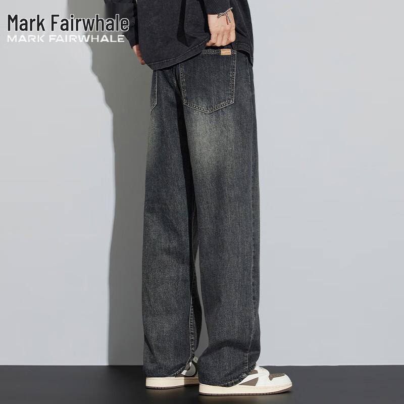 Mark Fairwhale Men's Retro Loose Straight Wide-Leg Jeans
