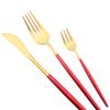 20 stk matt rødt gull servisesett vestlig rustfritt stål bestikk Kniv kakegaffel Teskje Bestikksett Kjøkkenservise Sølvtøy