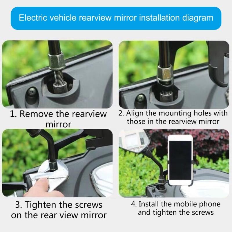 Aluminum Motorcycle Phone Holder 360 Degree Rotatable Phone Stand not Slip Designs Easy Installation for Secure Grip