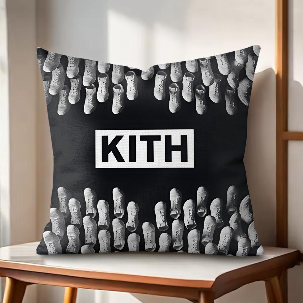 Classic Logo KKITH Cushion Cover Natural Linen Organic Fabric DoubleSided Printing Couch Pillow Covers Home Decor