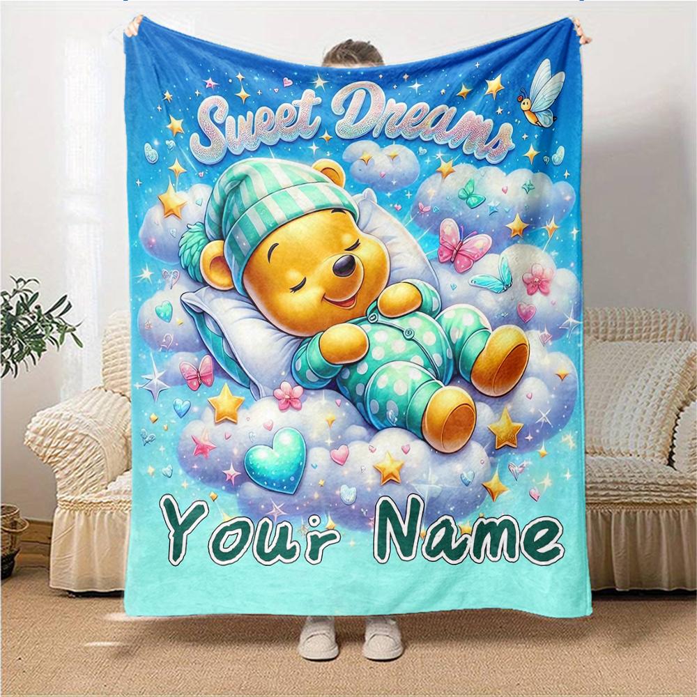 Custom Name "Space Adventure Winnie" blanket for Couch & Bed, Plush Cozy Fuzzy Blanket Super Soft & Warm Blankets for Fall and Winter. 0908427