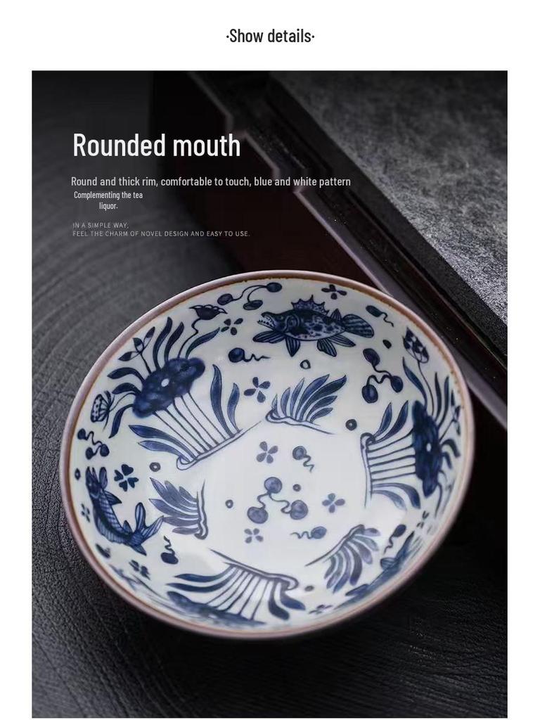 Hand-Painted Blue and White Porcelain Retro Tea Cup