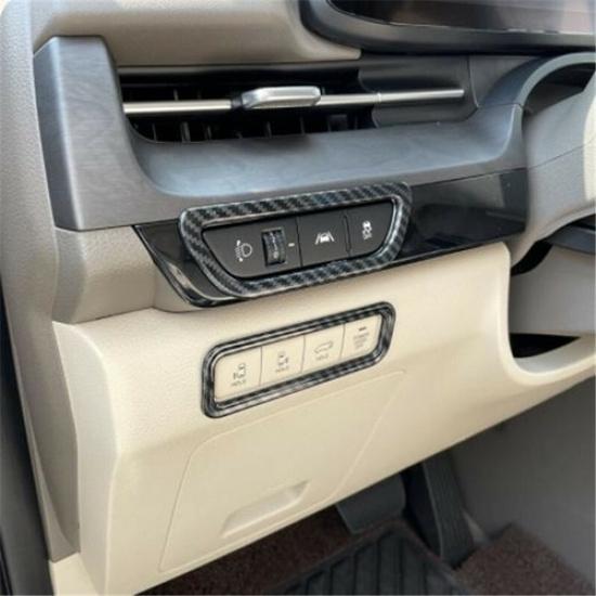Carbon Fiber Front Headlight Button Switch Cover Trim For Kia Carnival 2021 2022
