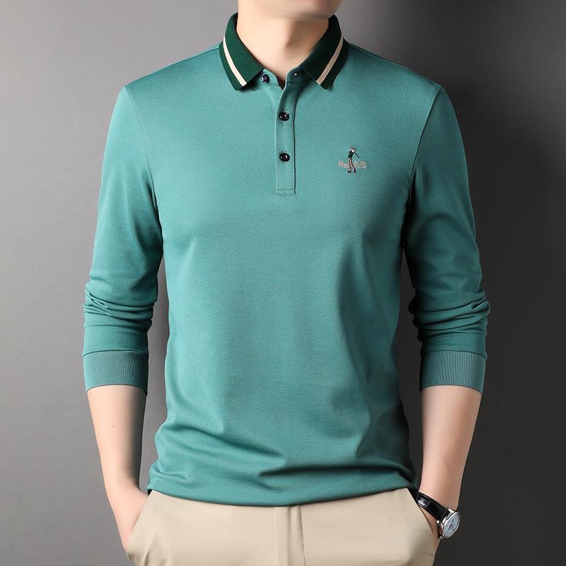 

Spring and Autumn Casual Embroidered Fashion Cotton Long Sleeve Lapel Fashion Men s Polo Shirt XXXL
