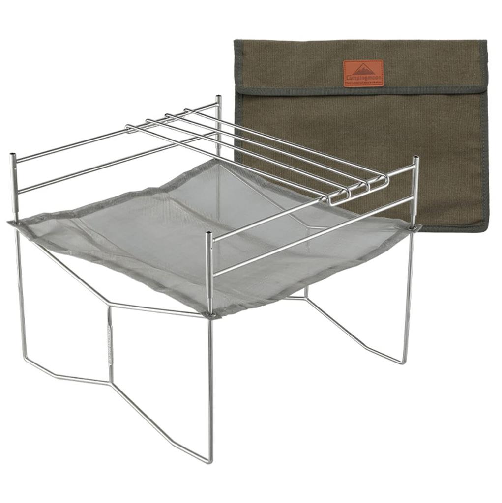 CAMPING MOON Solo Grill, Large, A3-Shaped, Solo Fire Pit, All-Stainless Steel 304, Mesh Sheet, Canvas Case Included, SOLO-303