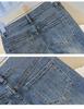 Damen Retro Kontrastnaht Gerade Jeans - Sommer Stretch Schlanke Zigarettenhose