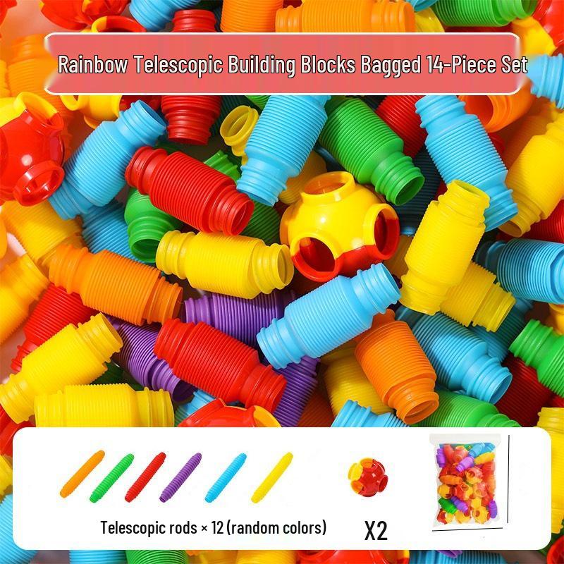 Children s Interlocking Telescopic Tube Building Blocks - Creative & Educational Early Learning Toys