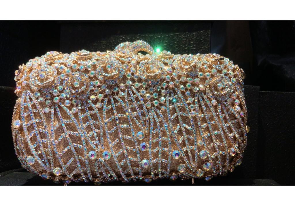 Mermaid handmade diamond-encrusted evening bag foreign trade empty metal hard box full of diamonds hand bag for women Stone Clut