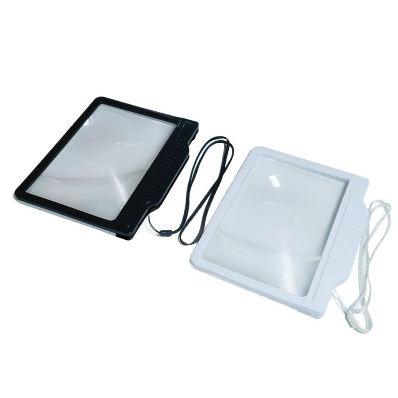 Handheld Reading Page Magnifier for Small Print with Integrated Light, Acrylic Lens and ABS Frame for Books, Newspapers and Labels