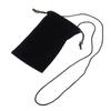For DORO 8210 (2023) Soft Flannel Fabric Case Pouch with Buckle and Necklace Cord - Black