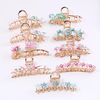 Alloy Hairpin Customized Shark Clip Large Hair Volume Flower Grab Clip Back Head Hair Accessories Grab Clip Large Hair Volume