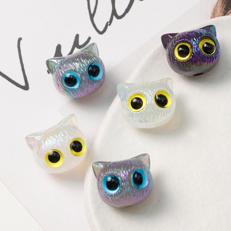 Cat Spacers Beads Animal Head Loose Beads for Earring Bracelet Necklace Jewelry Making Acrylic Colorful Cat Bead DIY Art
