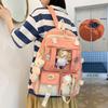 Korean Style Cute Color Block Canvas Backpack - 2025 Student Campus Bag