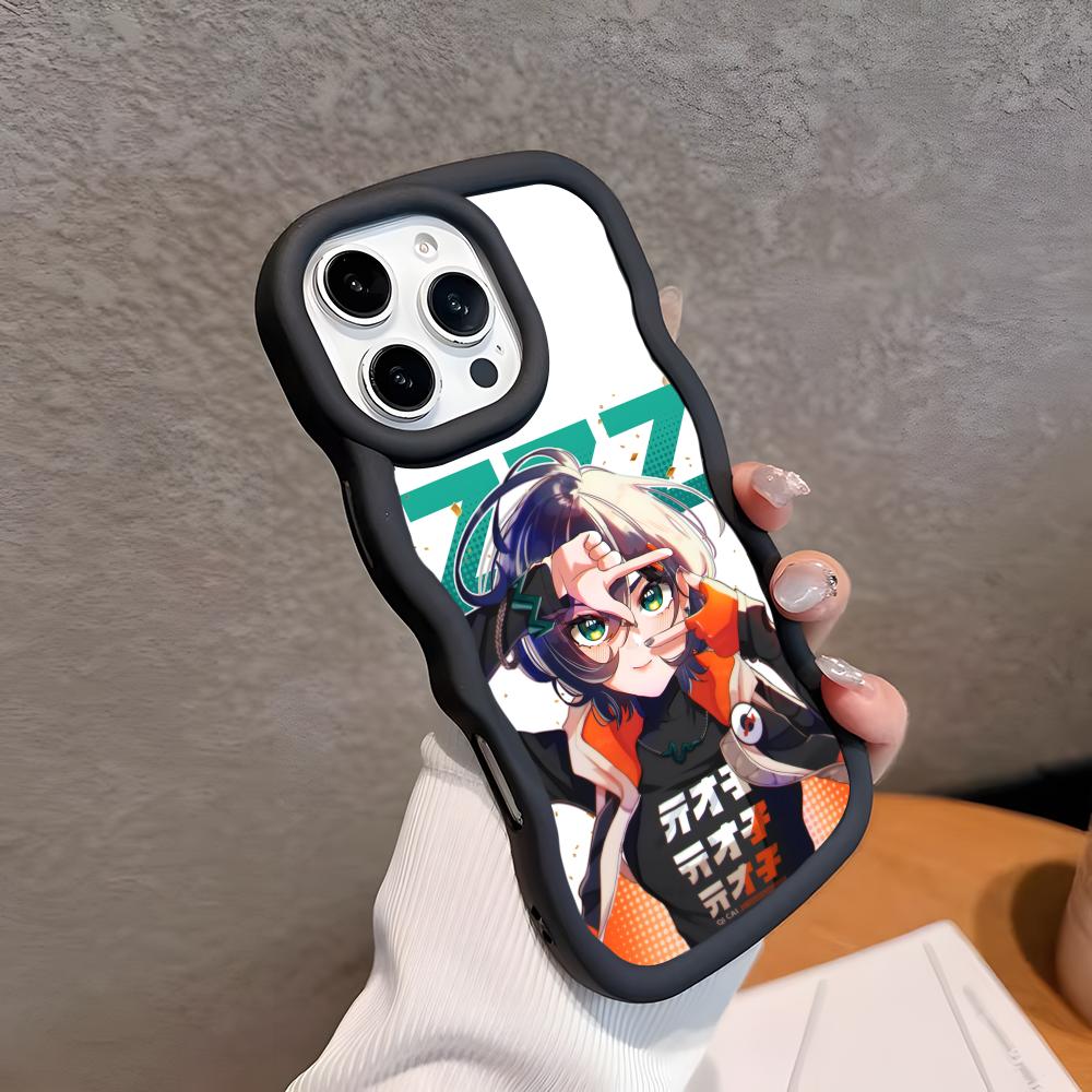 ZZZ Belle Phone Case for iPhone 17 16 15 14 13 12 11 Air Pro Max Plus Black Soft TPU Wavy Edge Cover