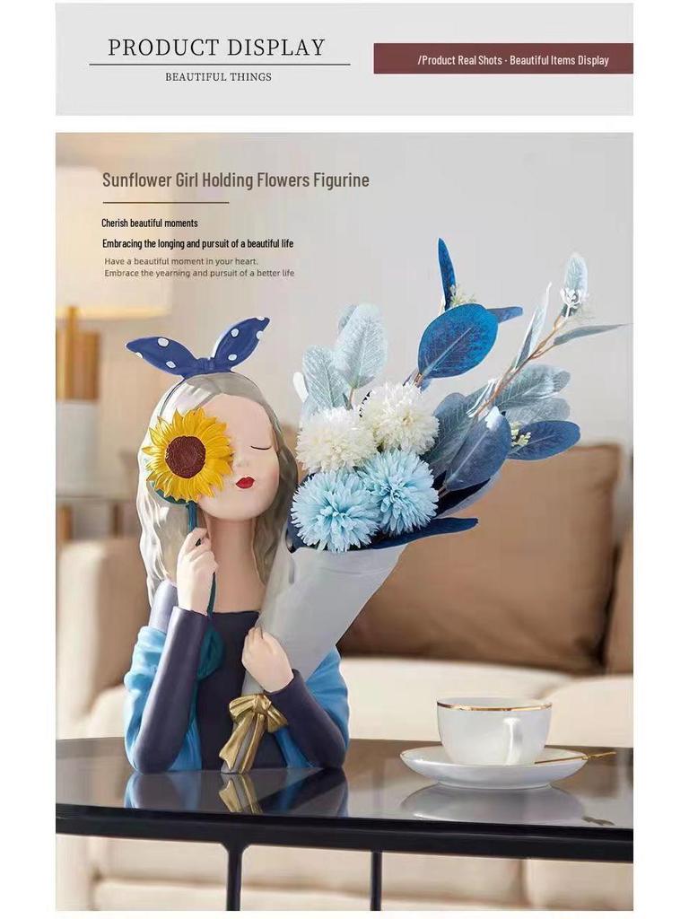 Nordic Girl Luxury Flower Arrangement Vase - Creative Home Decor for Living Room & Entrance Hall