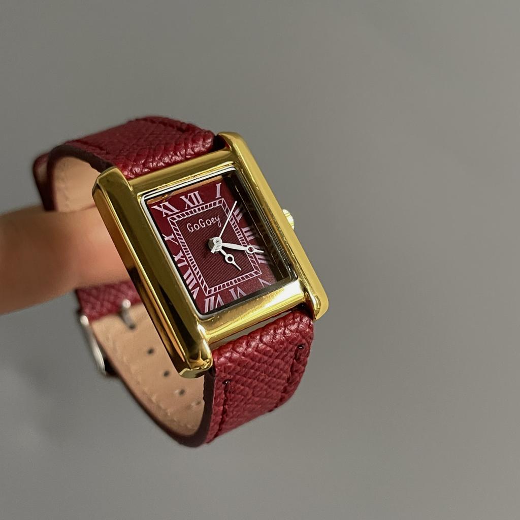 Women Square Rome Dial Watch Retro Quartz Watches Leather Strap Wristwatches